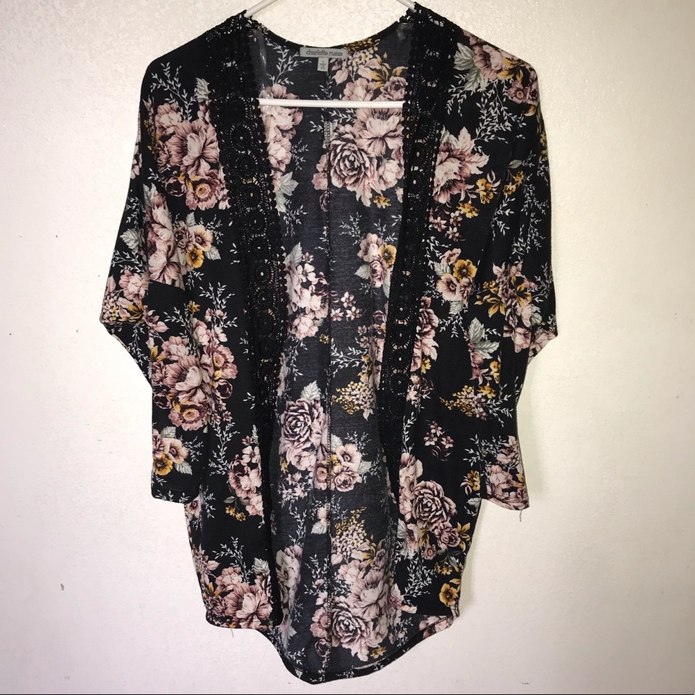 Black Floral Cardigan